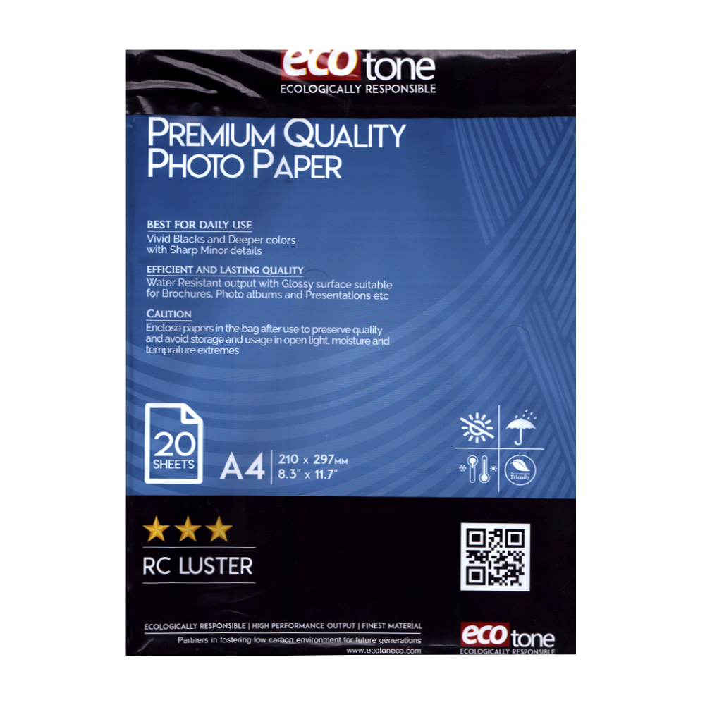 Ecotone RC Luster Photo Paper A4 Pack 260 gm 20 Sheets