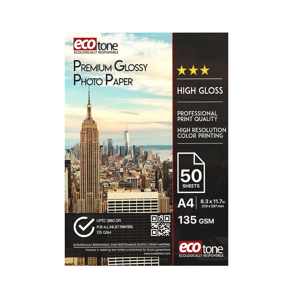 Ecotone Glossy Photo Paper 135 gm Pack of A4 50 Sheets (Single Sided)