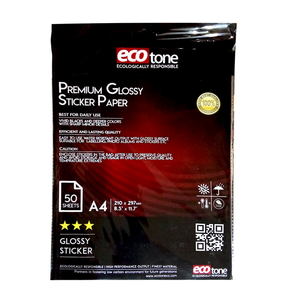 Ecotone Premium Glossy Sticker Paper A4 Pack 135 gm 50/25 Sheets