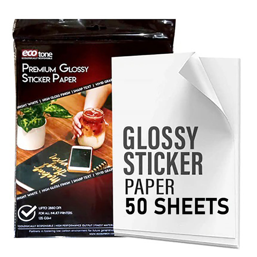 Ecotone Premium Glossy Sticker Paper A4 Pack 135 gm 50/25 Sheets