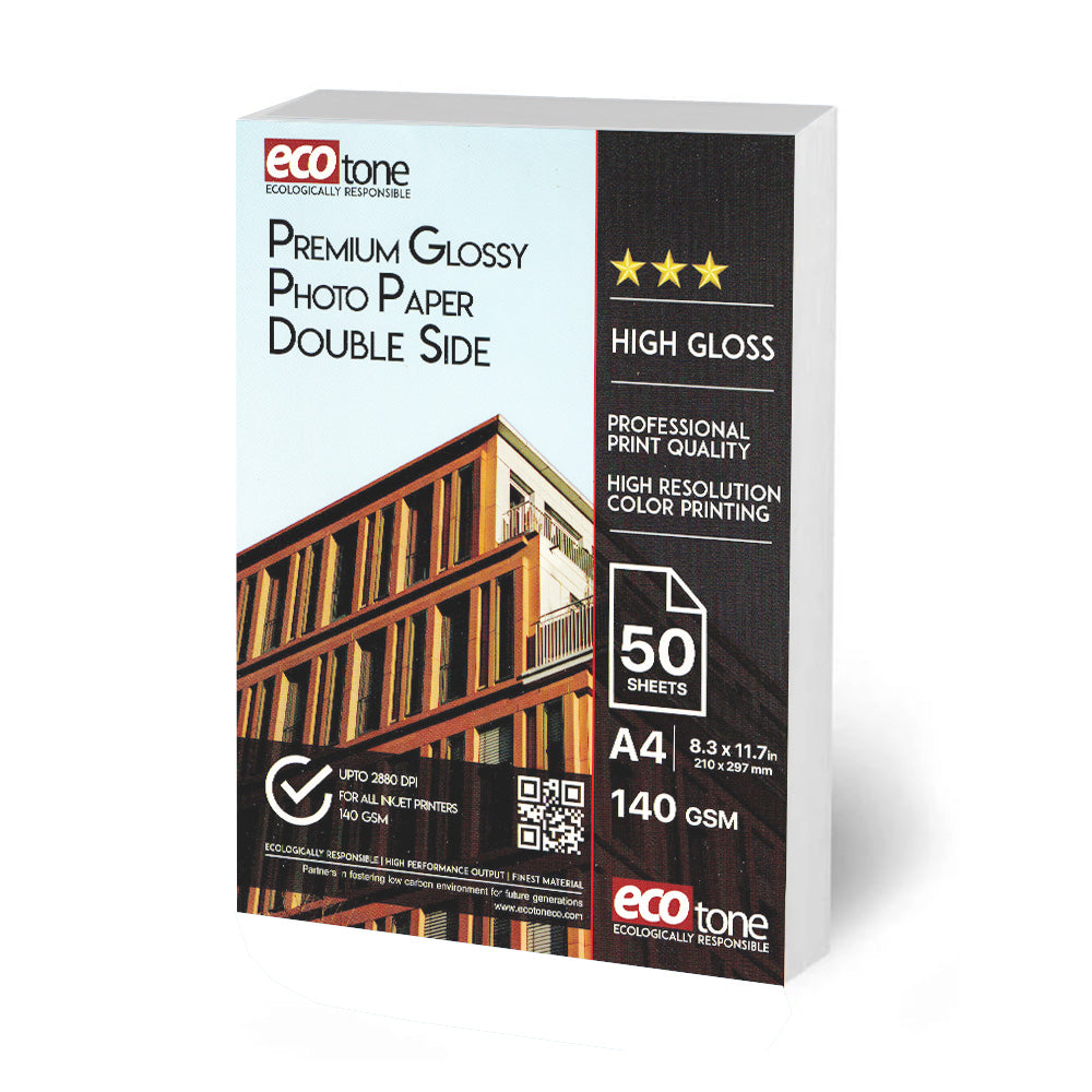 Ecotone Glossy Photo Paper 140 gm Pack of A4 50 Sheets (Double Sided)