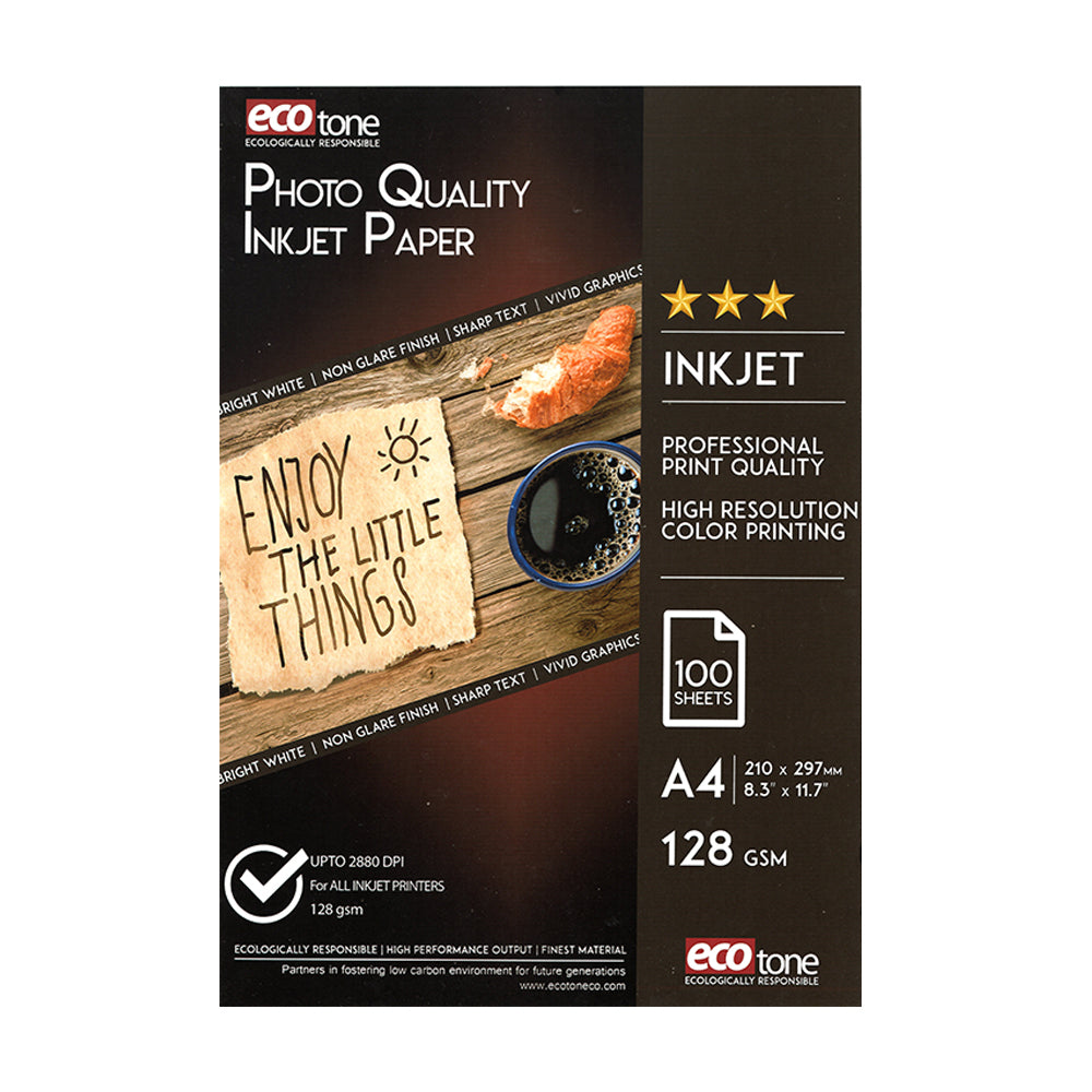Ecotone Inkjet Matte Photo Paper 128 gm Pack of A4 50 Sheets (Single Sided)