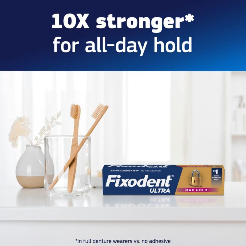 Fixodent Ultra Max Hold Denture Long-lasting Adhesive Cream Personal Care - 2.2 oz