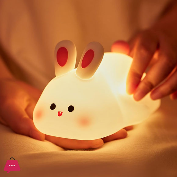 Silicone Rabbit Night Lamp | Rechargeable Bunny LED Lamp with Touch Sensor for Kids Bedroom