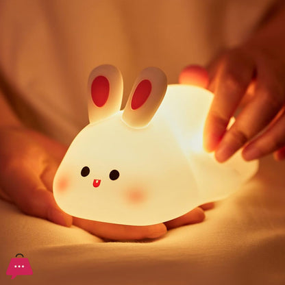 Silicone Rabbit Night Lamp | Rechargeable Bunny LED Lamp with Touch Sensor for Kids Bedroom