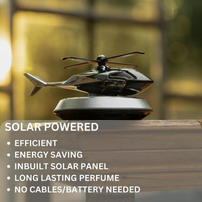 Solar Powered Helicopter Car Aroma Diffuser | Dashboard Air Freshener & Refillable Perfume Decor (Metal + ABS)