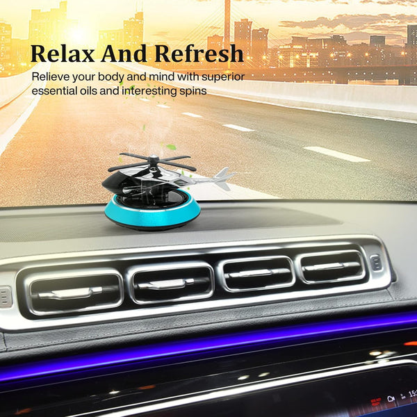 Solar Powered Helicopter Car Aroma Diffuser | Dashboard Air Freshener & Refillable Perfume Decor (Metal + ABS)