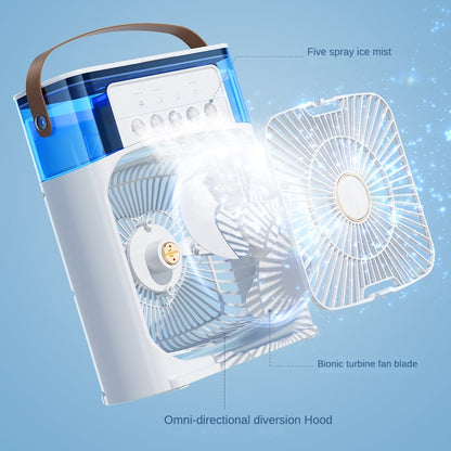 Portable Mist Fan 11-Inch | USB Rechargeable Cooling Fan with Water Mist, Humidifier & LED Night Light (Random Color)