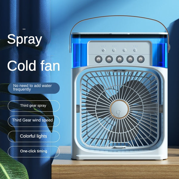 Portable Mist Fan 11-Inch | USB Rechargeable Cooling Fan with Water Mist, Humidifier & LED Night Light (Random Color)