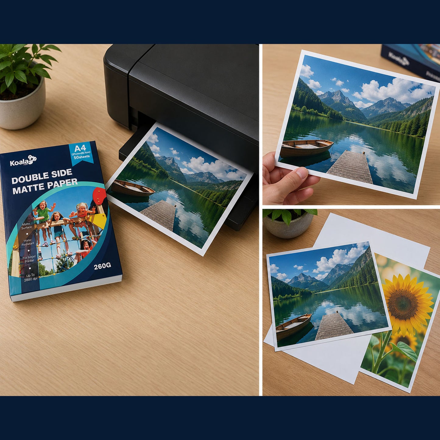 Koala A4 Matte Inkjet Photo Paper 260 gm – Double Sided for Inkjet Printing paper  Photo printing sheets