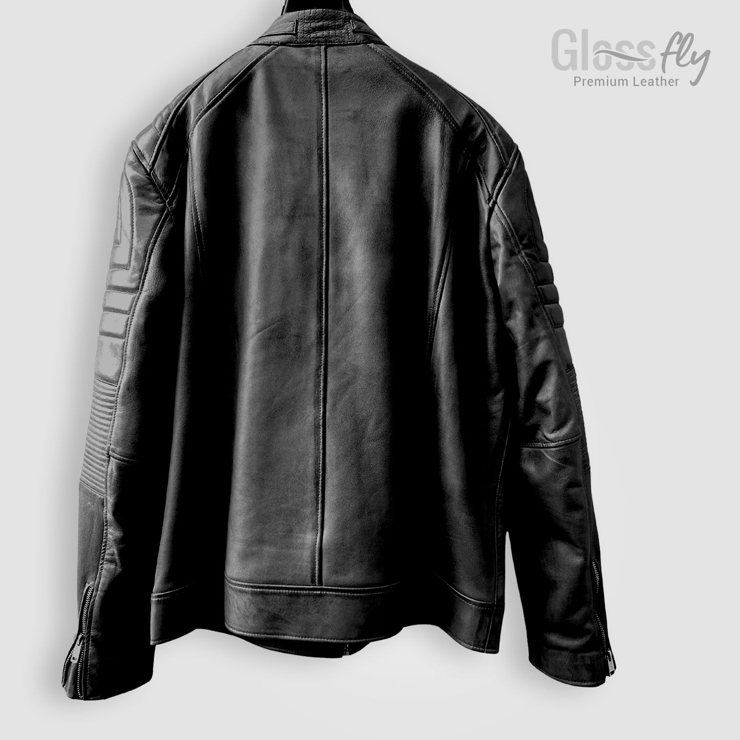 Men's Biker Jacket, Tan & Black, Handmade , Cafe Racer Slim Fit Motorcycle Leather Jacket, Vintage Style Sheepskin Leather