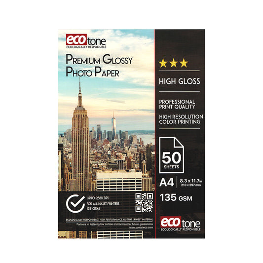 Ecotone Glossy Photo Paper 135 gm Pack of A4 50 Sheets (Single Sided)