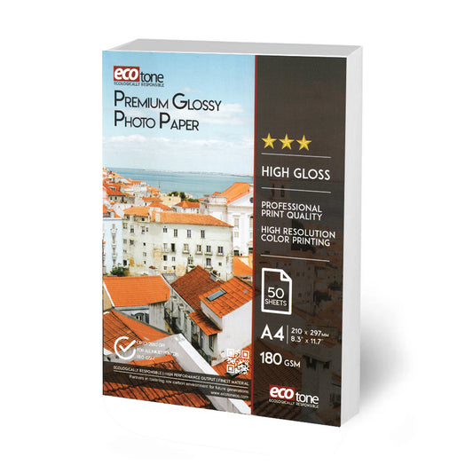 Ecotone Glossy Photo Paper 180 gm Pack of A4 50 Sheets (Single Sided)