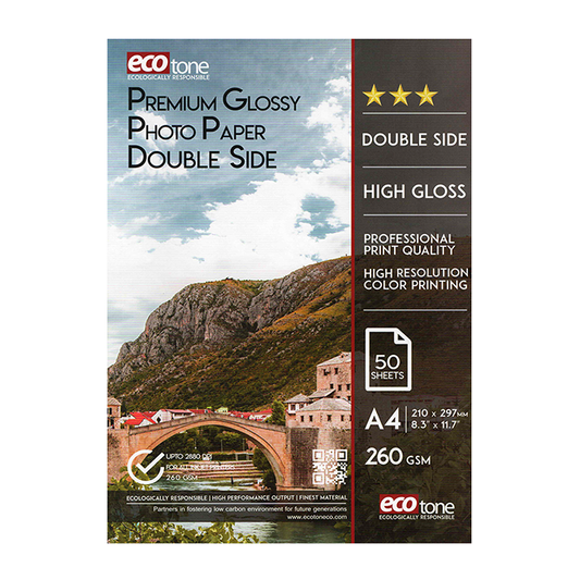 Ecotone Glossy Photo Paper 260 gm Pack of A4 50 Sheets (Double Sided)