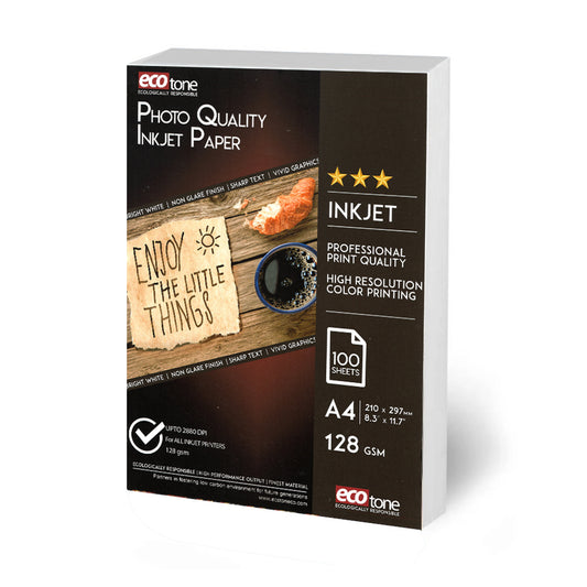 Ecotone Inkjet Matte Photo Paper 128 gm Pack of A4 50 Sheets (Single Sided)