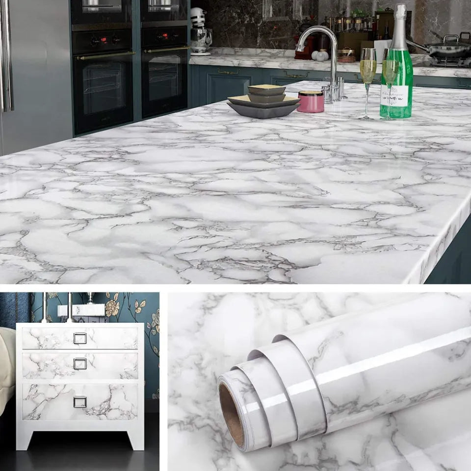 Marble Vinyl Kitchen, Furniture, Wall Decor Waterproof & Heat-Resistant Wall Sticker