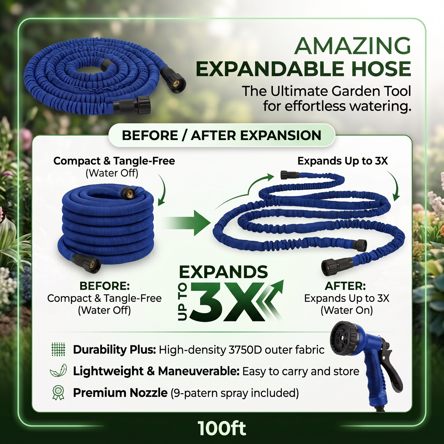 Make Watering Easier with the Expandable Garden Hose (Random Colors)