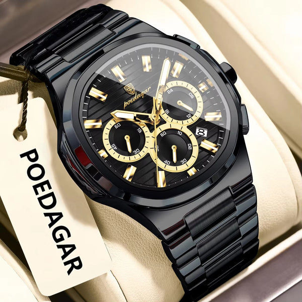 Chronograph Watch for Men - Luxury Waterproof Stainless Steel Wristwatch