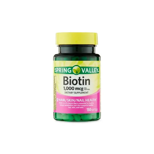 Spring Valley Biotin 1000 mcg – Hair, Skin & Nails Support (150 Softgels | Exp 31/10/2025)