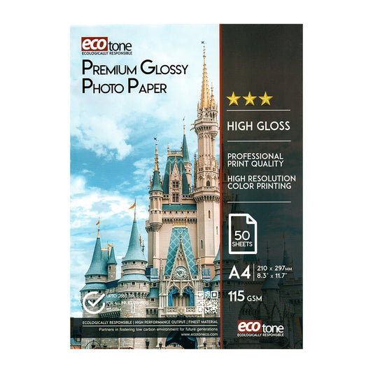 Ecotone Glossy Paper 115 gm Pack of A4 50 Sheets (Single Sided)