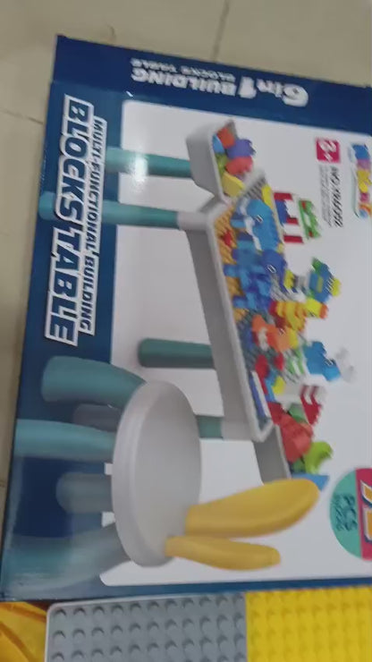 Kids Building Blocks Table with Chair | Multi-Functional Activity Table for Building, Drawing & Creative Learning