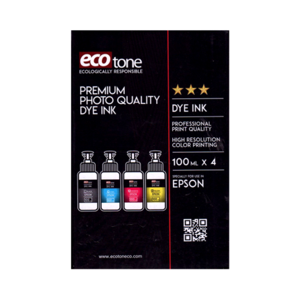 Ecotone Premium Ink, 4 Colors ink set for inkjet printers CISS & Cartridge 100ml x 4 Colors
