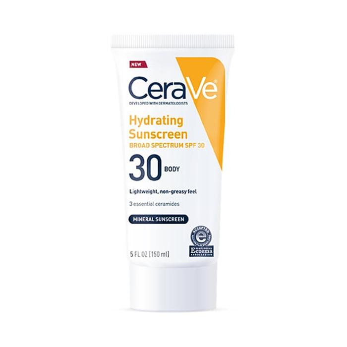 CeraVe Hydrating Body Mineral Sunscreen Broad Spectrum SPF 30 with Zinc Oxide 5.0 fl oz