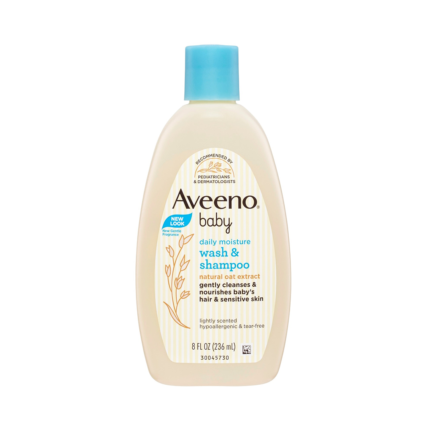 Aveeno Baby Daily Moisture Wash & Shampoo Natural Oat Extract Hypoallergenic and Tear Free 8 fl oz 236ml